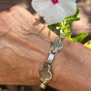 DAMASCENE SPAIN Fan MOP Copper Link BRACELET